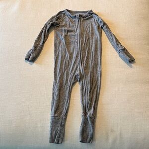 Little Sleepies Grey Ribbed Zip Footed One-Piece